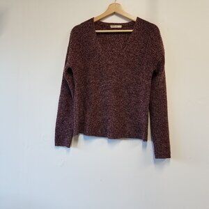 Marine Layer Maroon Marled Knit Elisa V-Neck Pullover Sweater Womens M 12912